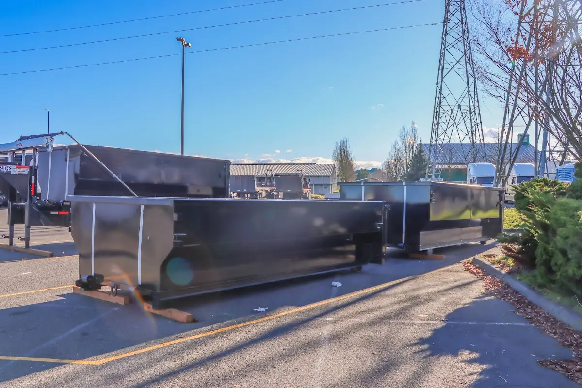 Roll-off dumpster ready for waste disposal at job site for 8 Yard Dumpster Rental in Sidney